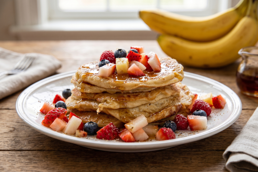 Fluffy 2-Ingredient Banana Pancakes