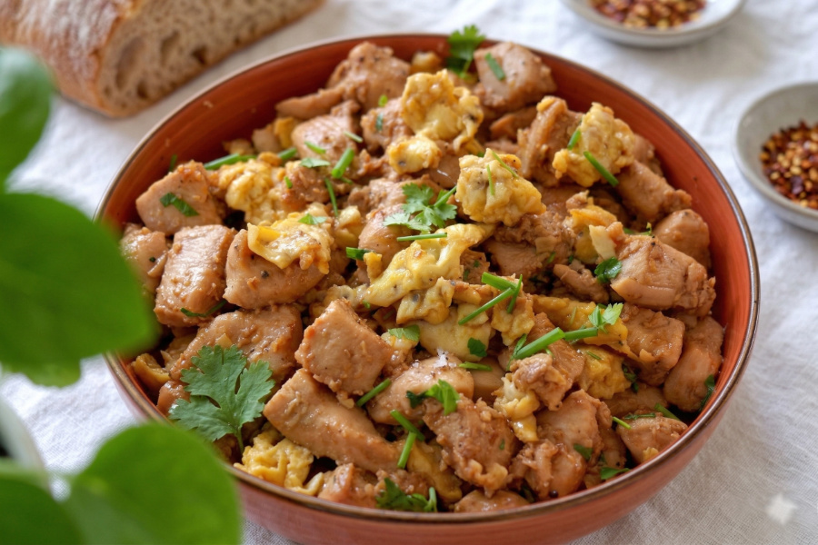 Savory Velvet Chicken and Scrambled Eggs