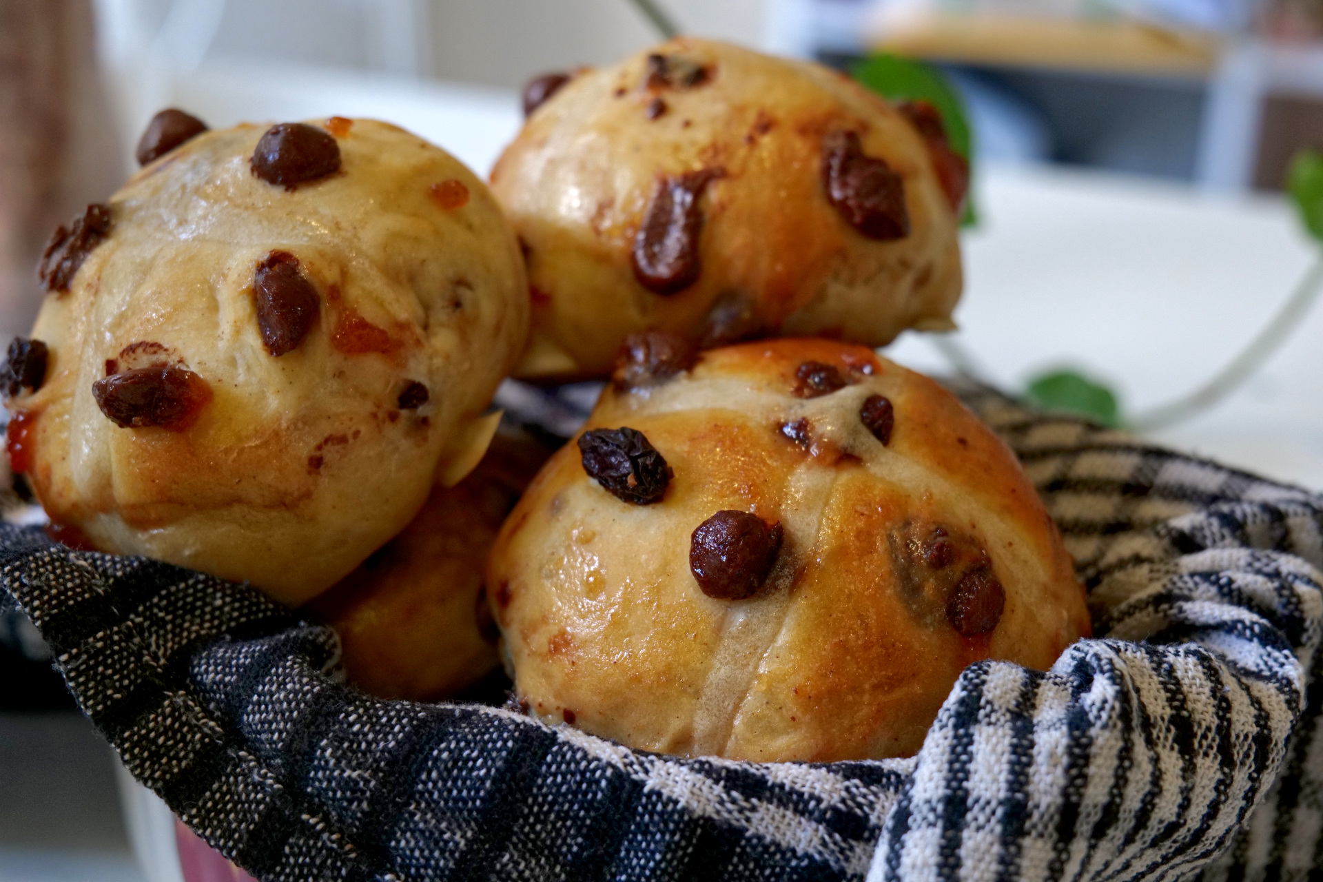 Chocolate Chip Hot Cross Buns