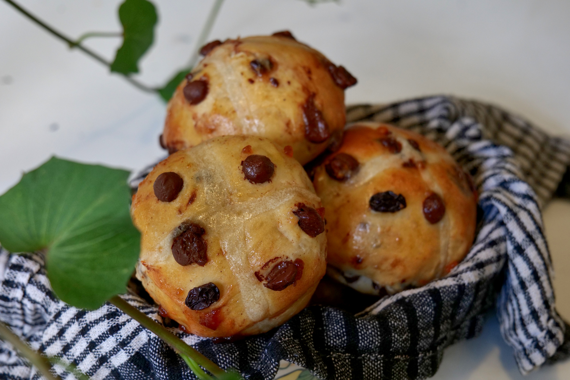 Chocolate Chip Hot Cross Buns
