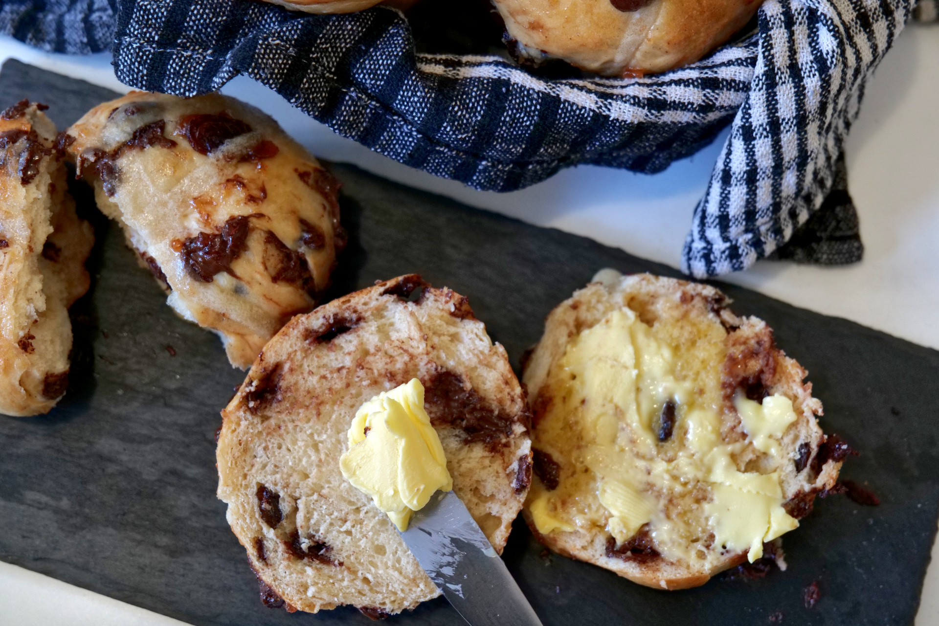 Chocolate Chip Hot Cross Buns