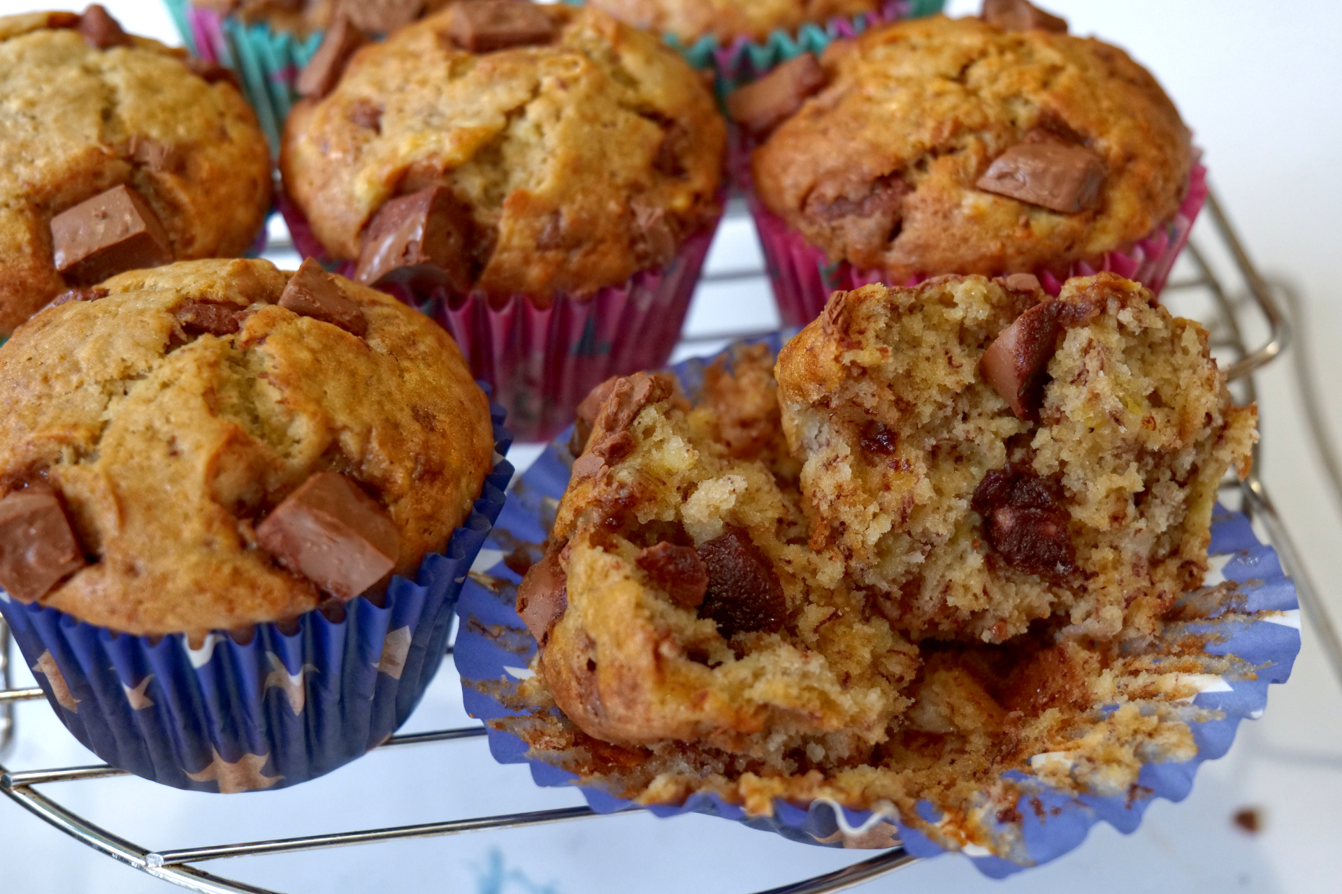 Easy Chocolate Chunk Banana Muffins