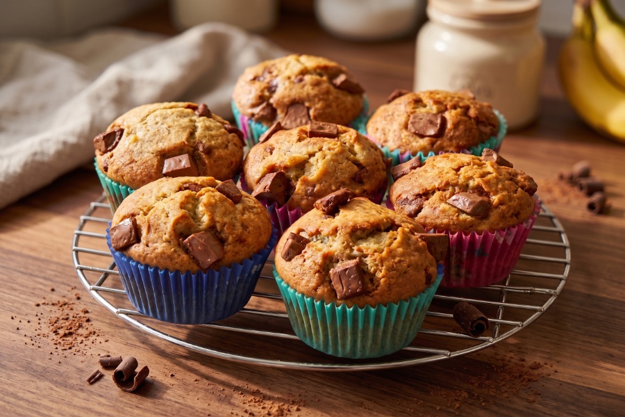 Easy Chocolate Chunk Banana Muffins