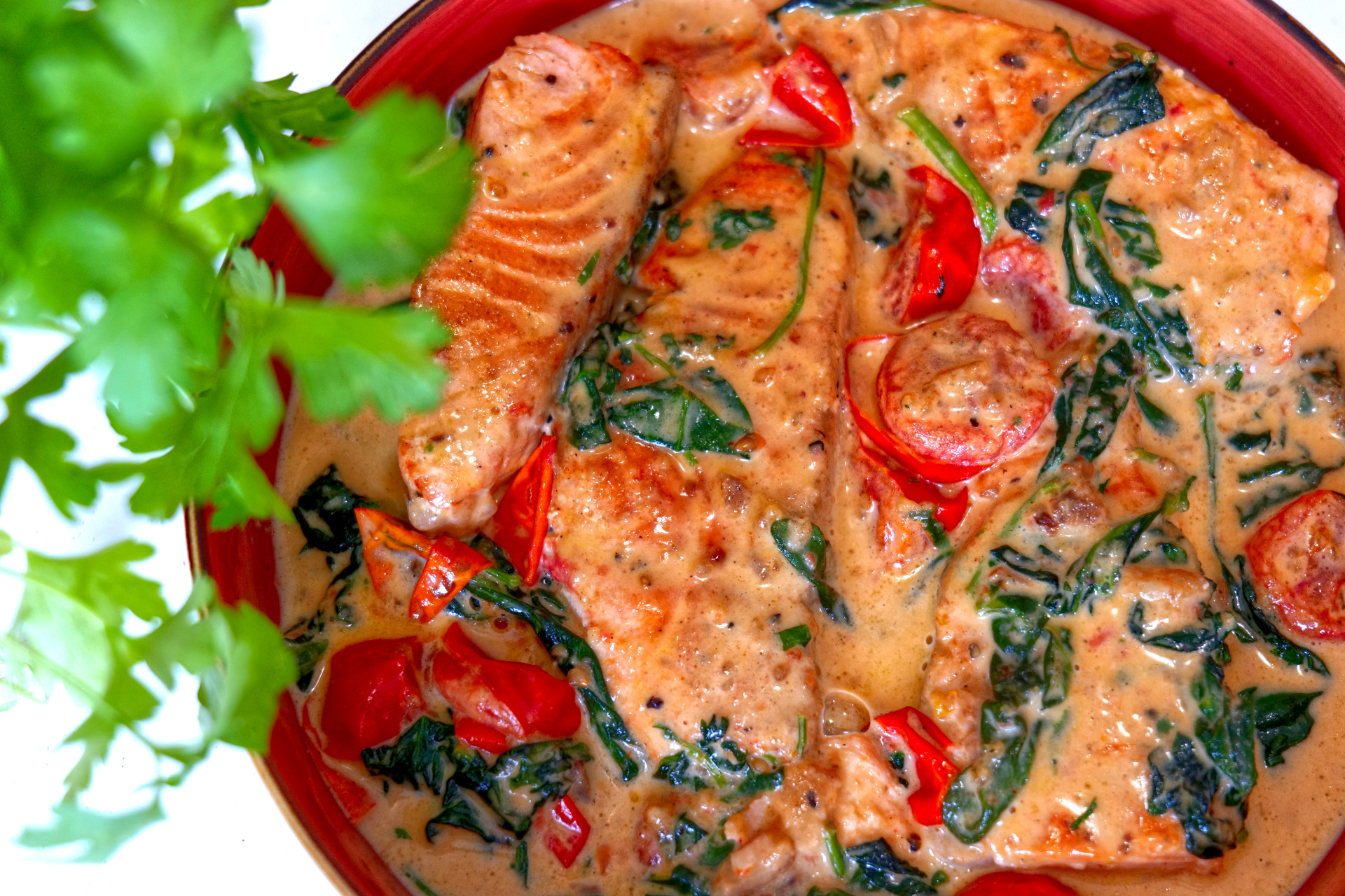 Creamy Salmon with Garlic & Spinach