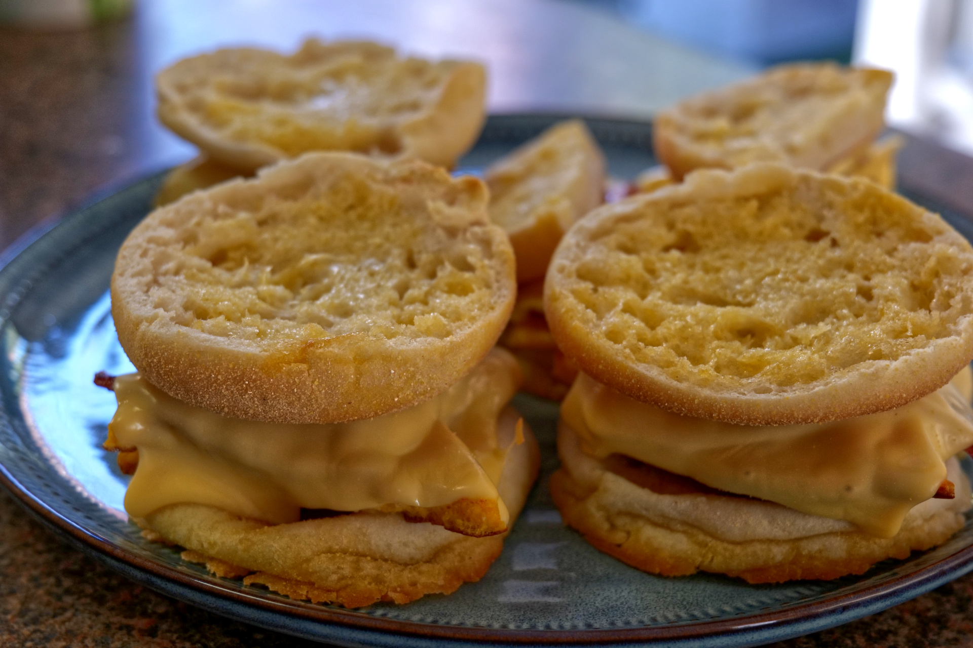 Cheesy English Muffin Burgers