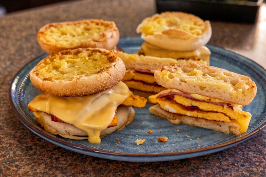Baked English Muffin Breakfast Burgers