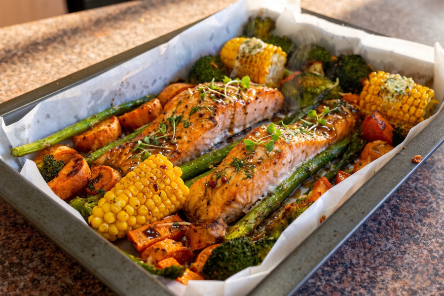 Oven-Baked Salmon with Roasted Vegetables